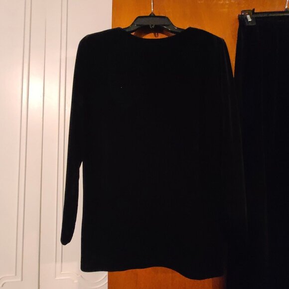 Vintage Leslie Fay Black Velvet Pant Suit Size Small - Picture 6 of 7